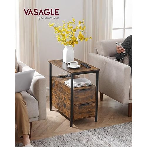 Table D'appoint étroite TUTOTAK – 20x40x55 Cm – 2 étagères, Idéale Petit Espace Entre Canapé Et Mur – Couleur Greige