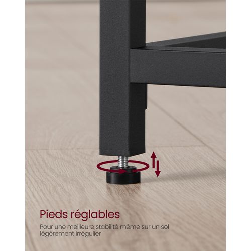 Bureau,  50 X 100 X 75 Cm, Style Industriel, Cadre En Métal, Noir