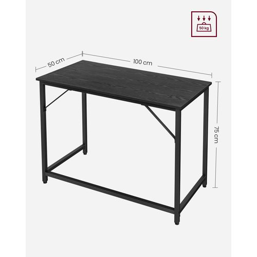 Bureau,  50 X 100 X 75 Cm, Style Industriel, Cadre En Métal, Noir