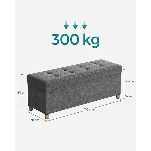 Banc De Rangement Pliable SONGMICS - Velours Côtelé Rose - 38x110x38 Cm, 131L - Charge 300 Kg - Pouf, Coffre, Repose-pieds