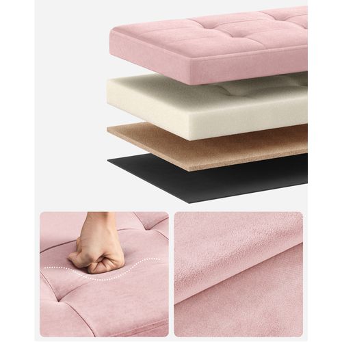 Banc De Rangement, Avec Couvercle, Avec 2 Boîtes, Séparateur Amovible, 38 X 110 X 38 Cm, Rose Bonbon