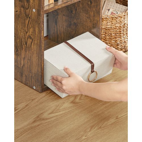 Bibliothèque, Étagère De Rangement 10 Compartiments, Séparateur De Pièce, Marron Rustique