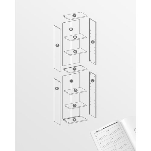 Bibliothèque, Étagère De Rangement 6 Niveaux, Style Industriel, 24 X 40 X 178,5 Cm, Marron Rustique