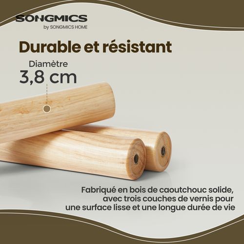 Porte-manteau, En Bois,forme D’arbre, 8 Crochets,3 Hauteurs Réglables,46,3 X 40,3 X 174,5 Cm,naturel