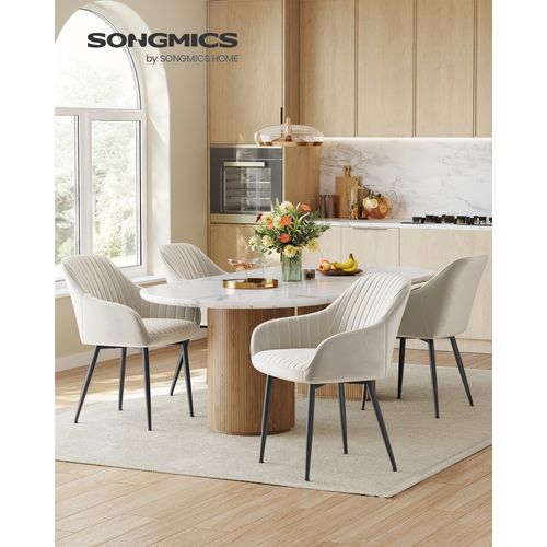 Chaise Salle à Manger, Lot De 4, Chaise De Cuisine, Fauteuil En Velours,  Avec Accoudoirs