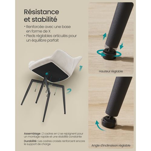 Chaise Salle à Manger, Lot De 4, Chaise De Cuisine, Fauteuil En Velours,  Avec Accoudoirs