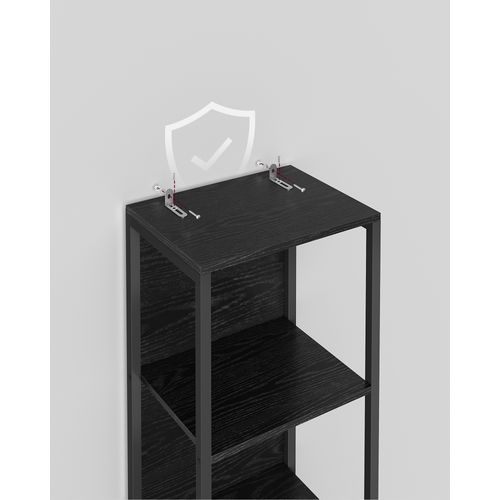 Bibliothèque LED à 6 Niveaux, Étagère à Lumière Réglable, 30,3 X 40 X 178,6 Cm, Noir Boisé