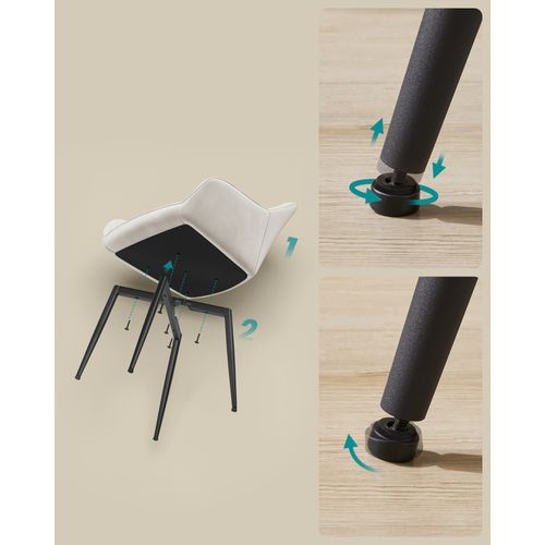 Chaise Salle à Manger, En Velours, Rembourrée, Avec Accoudoirs, Beige Cappuccino Et Noir D'encre