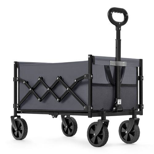 Chariot De Transport Pliable, Avec Poignée, 4 Roues Renforcées Dont 2 Roues Universelles, Gris