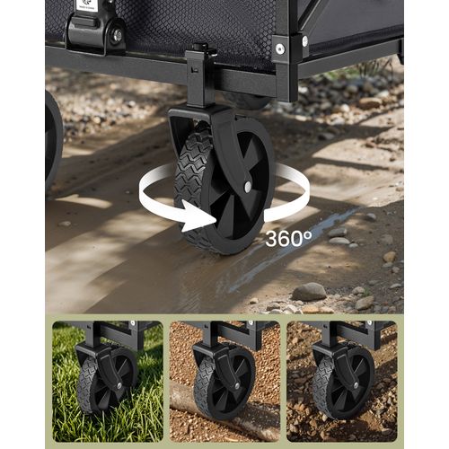 Chariot De Transport Pliable, Avec Poignée, 4 Roues Renforcées Dont 2 Roues Universelles, Gris