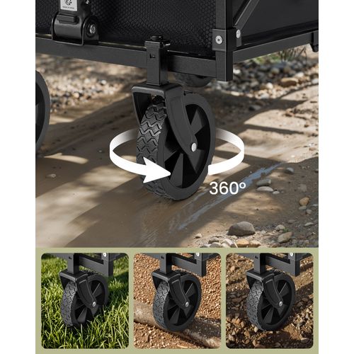 Chariot De Transport Pliable, Avec Poignée, 4 Roues Renforcées Dont 2 Roues Universelles, Noir