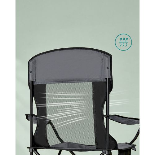 Lot De 2 Chaises De Camping, Accoudoirs Réglables, Porte-gobelet, Supporter Jusqu’à 150 Kg, Gris