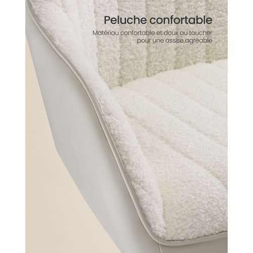 Chaise De Bureau, Fauteuil Pivotant, Beige Cappuccino Et Blanc Nuage