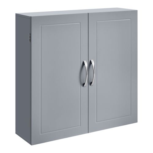 Armoire Murale Pour Salle De Bain, 18 X 60 X 60 Cm, Avec Étagères Réglables, Gris Tourterelle