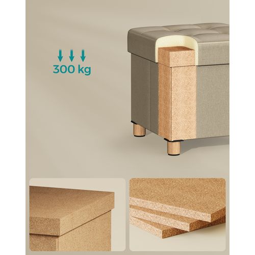 Tabouret De Rangement, 38 X 38 X 40 Cm, Repose-pieds Cubique Avec Rangement, Marron Camel