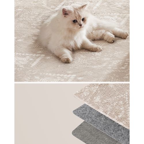 Tapis Décoratif, 80 X 150 Cm, Tapis Antidérapant, Lavable En Machine, Style Bohème, Beige Cappuccino