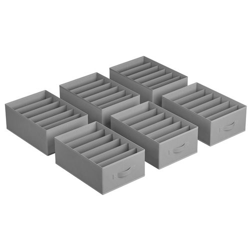 Lot De 6, Organisateur à 6 Compartiments, Boîtes De Rangement, 42 X 30 X 17 Cm, Gris Touterelle