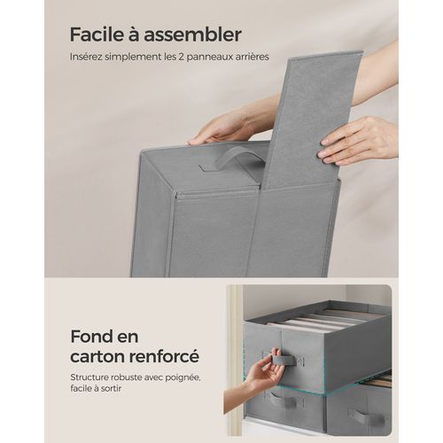 Lot De 6, Organisateur à 6 Compartiments, Boîtes De Rangement, 42 X 30 X 17 Cm, Gris Touterelle