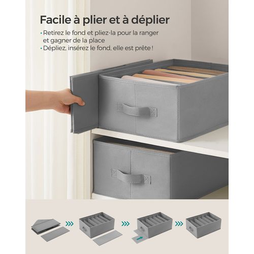 Lot De 6, Organisateur à 6 Compartiments, Boîtes De Rangement, 42 X 30 X 17 Cm, Gris Touterelle