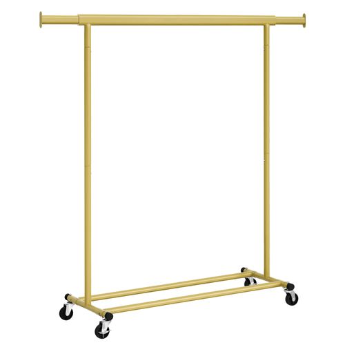Portant à Vêtements Avec Roulettes, Tringle Extensible Pour Charge Lourde, Portable, Doré Clair