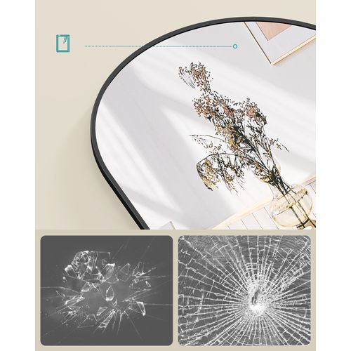 Miroir Intégral Suspendu, 120 X 40 Cm, Cadre En Alliage D'aluminium, Verre Trempé, Noir D'encre