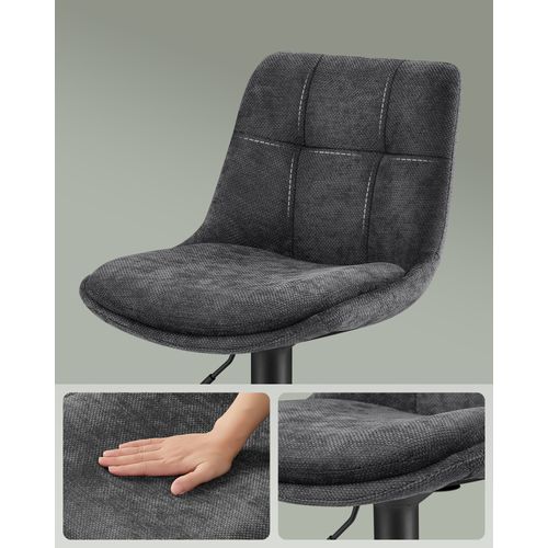 Tabourets De Bar, Lot De 2, Siège Pivotant à Hauteur Réglable, Avec Dossier Et Repose-pieds, Gris