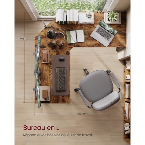 Bureau D'angle, Bureau D'ordinateur En Forme De L, 129 X 129 X 76 Cm