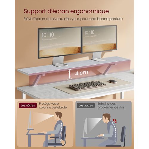 Bureau D'ordinateur En Forme De L, Bureau D'angle, 2 Tiroirs Spacieux