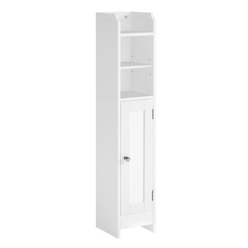 Armoire D’angle Avec Porte Et Étagères, Étagères Réglables, 20 X 18 X 92 Cm, Blanc Nuage
