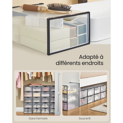 Boîtes à Chaussures, Organisateurs En Plastique, Avec Porte, Lot De 12, Empilables