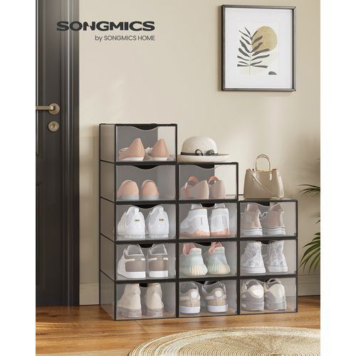 Boîtes à Chaussures, Organisateurs En Plastique, Avec Porte, Lot De 12, Empilables