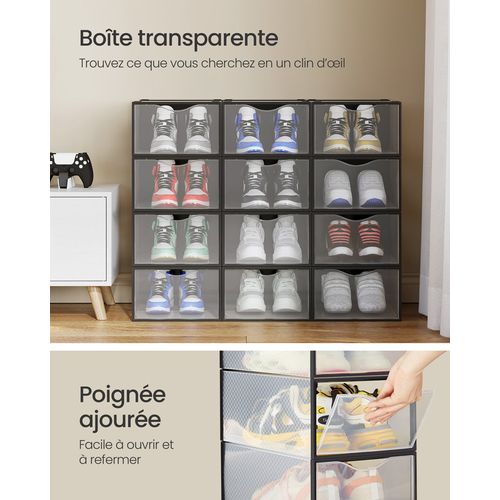 Boîtes à Chaussures, Organisateurs En Plastique, Avec Porte, Lot De 12, Empilables