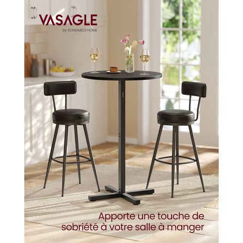 Table De Bar Haute, Cadre En Métal, 60 X 60 X 104,5 Cm, Montage Facile, Base En Croix