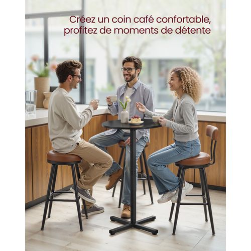 Table De Bar Haute, Cadre En Métal, 60 X 60 X 104,5 Cm, Montage Facile, Base En Croix