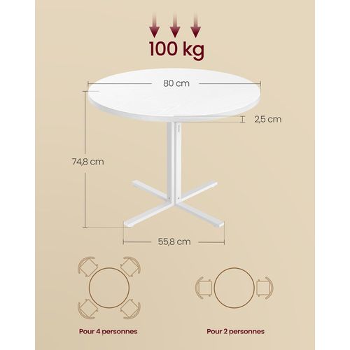 Table Ronde, Table De Cuisine, Pour 4 Personnes, Style Campagnard, Surface Résistante à L'eau