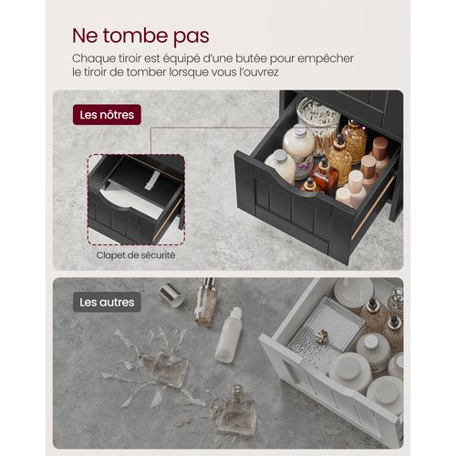 Meuble De Salle De Bain, Armoire Sur Pied, Avec 4 Tiroirs,  Style Moderne, Noir D'encre