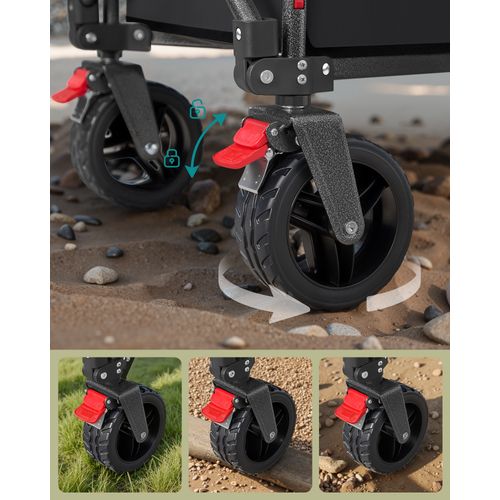 Chariot Pliable, Capacité De 150 L, Pour Extérieur, Plage, Camping, Noir