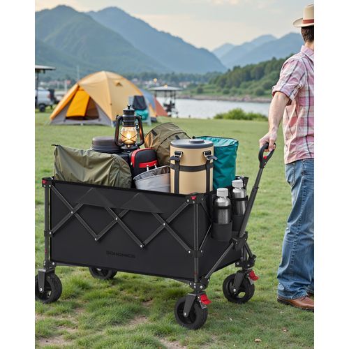 Chariot Pliable, Capacité De 150 L, Pour Extérieur, Plage, Camping, Noir