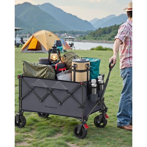 Chariot Pliable, Capacité De 150 L, Pour Extérieur, Plage, Camping, Gris Ardoise