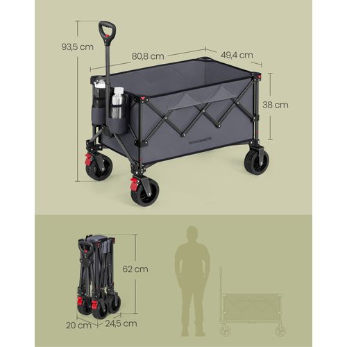 Chariot Pliable, Capacité De 150 L, Pour Extérieur, Plage, Camping, Gris Ardoise