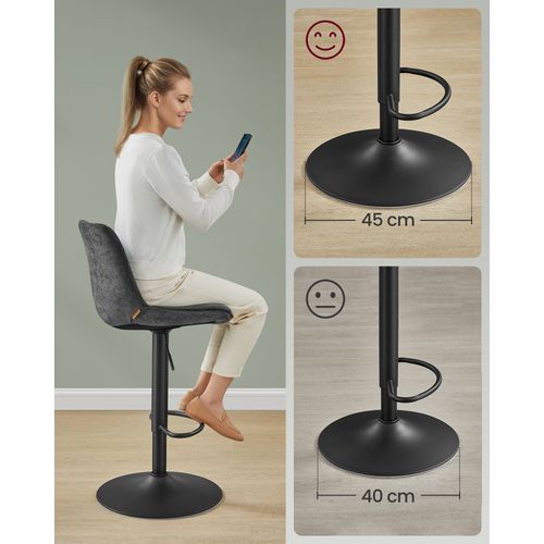 Tabourets De Bar, Lot De 4, Siège Pivotant à Hauteur Réglable, Avec Dossier Et Repose-pieds, Gris