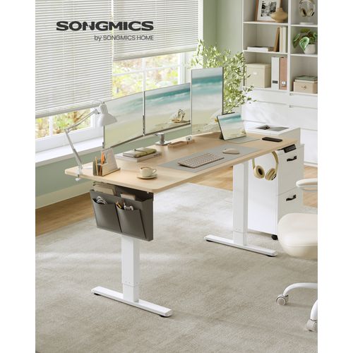 Bureau Électrique Réglable En Hauteur, 160 X 70 Cm, Pour Bureau, Télétravail, Doré Chêne