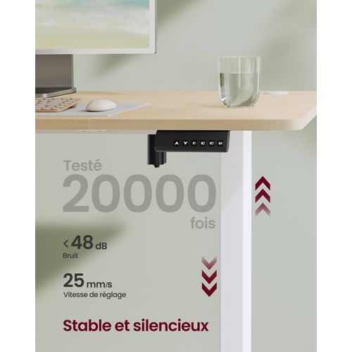 Bureau Électrique Réglable En Hauteur, 160 X 70 Cm, Pour Bureau, Télétravail, Doré Chêne