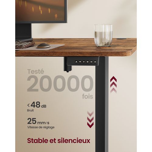 Bureau Électrique Réglable En Hauteur, 180 X 80 Cm, Pour Bureau, Télétravail, Marron Rustique