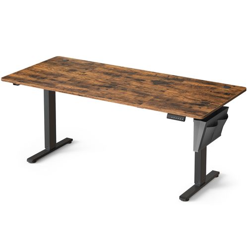 Bureau Électrique Réglable En Hauteur, 180 X 80 Cm, Pour Bureau, Télétravail, Marron Rustique