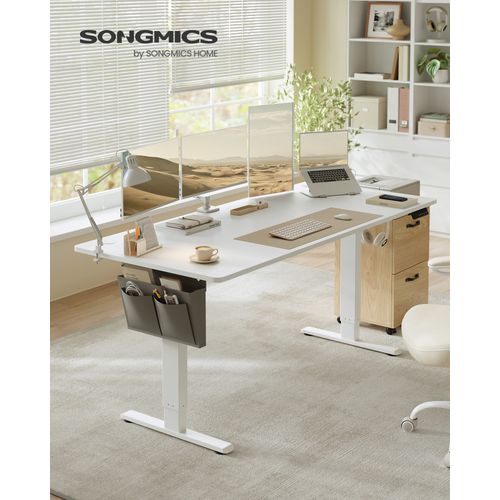 Bureau Électrique Réglable En Hauteur, 180 X 80 Cm, Pour Bureau, Télétravail, Blanc Nuage