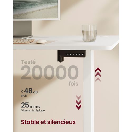 Bureau Électrique Réglable En Hauteur, 180 X 80 Cm, Pour Bureau, Télétravail, Blanc Nuage