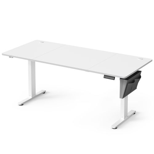 Bureau Électrique Réglable En Hauteur, 180 X 80 Cm, Pour Bureau, Télétravail, Blanc Nuage