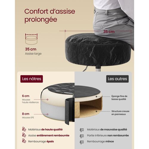 Tabouret De Maquillage, Coussin Épais, Tabouret De Coiffeuse, Noir D'encre