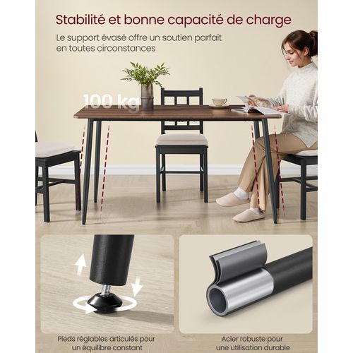 Table à Manger, Table De Cuisine, Pour 4-6 Personnes, Style Ferme, Surface Résistante à La Chaleur